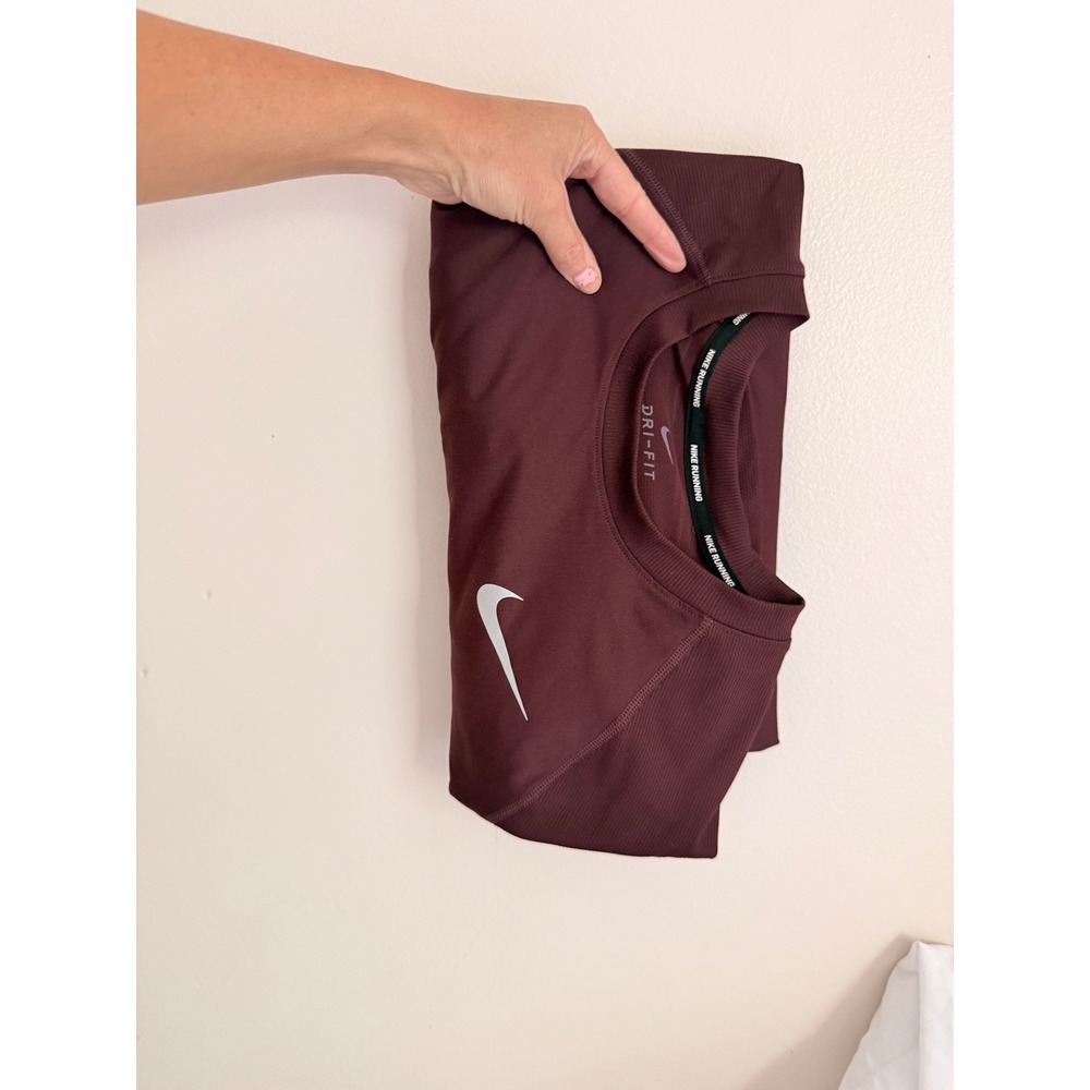 Nike Running Dri FIT Long Sleeve Shirt Burgundy Maroon AH8977-652 Mens XL